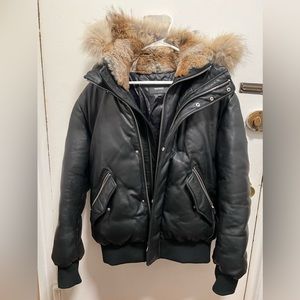 * w/ Receipt*Mackage Men's Glen Leather Down Bomber Jacket & Fur Trim Size 42 XL